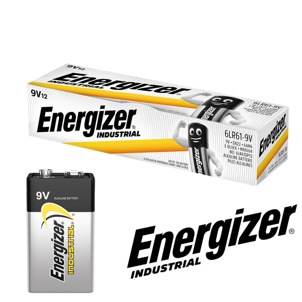 Energizer Industrial 9V, 6LR61, MN1604, 6LR1, PC1604, 1604LC, K9V, 6AM-6, 4022, 6AM6, E-BLOCK Energizer Industrial 9V, 6LR61, MN1604, 6LR1, PC1604, 1604LC, K9V, 6AM-6, 4022, 6AM6, E-BLOCK